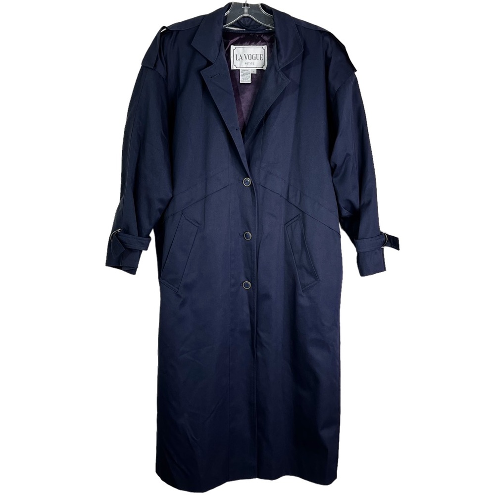 La Vogue Petite Single Breasted Lined Trench Coat in Navy Women’s Sz 6P